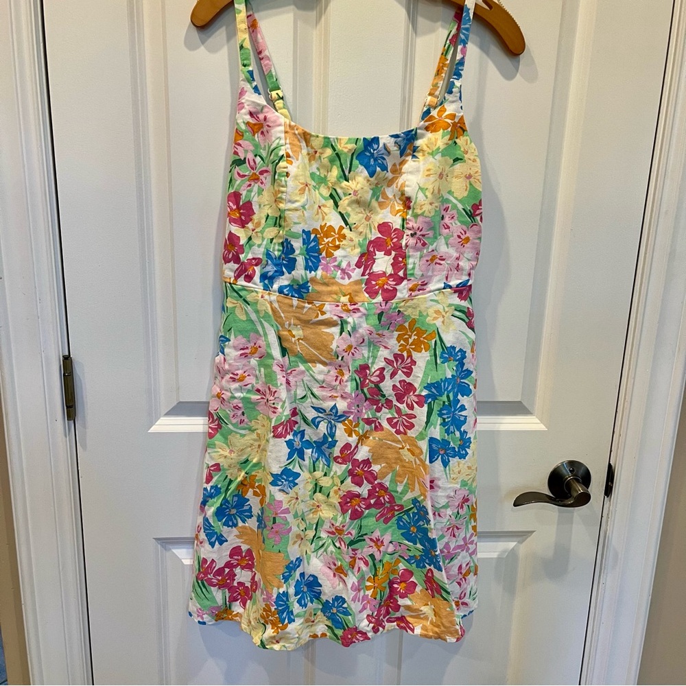 Women’s SZ S TALL OLD NAVY PASTEL FLORAL CAMI FIT AND FLARE MINI DRESS BNWT